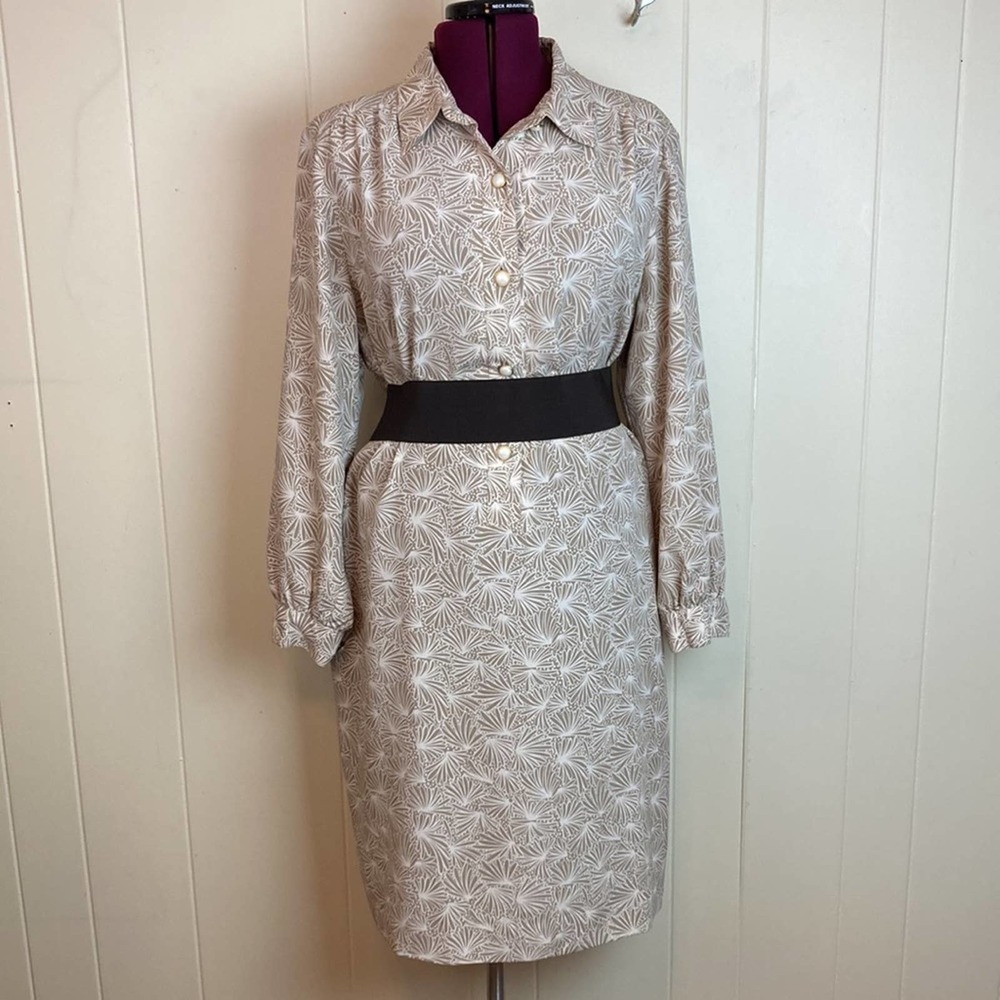 Vintage 80s Button Down Shirt Dress Plus